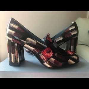 NWB rare lipstick PRADA patent leather loafers 8.5